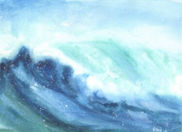 Картина под названием "Волна" - Alena Panasenko, Подлинное произведение искусства, Акварель