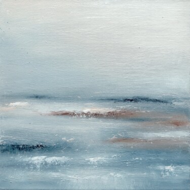 Painting titled "CHILL, North Sea be…" by Alena Post, Original Artwork, Oil Mounted on Wood Stretcher frame