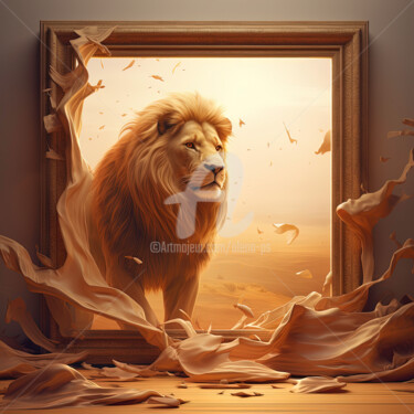 Digital Arts με τίτλο "Lion" από Alena Ps, Αυθεντικά έργα τέχνης, Ψηφιακό Κολάζ