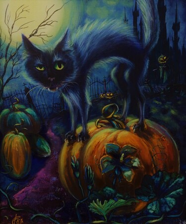 Schilderij getiteld "Dark October Fairy" door Alena Ptsjolko (Fox), Origineel Kunstwerk, Olie