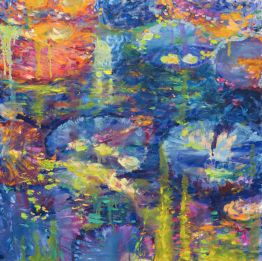 Картина под названием "Water lilies" - Alena Reit, Подлинное произведение искусства, Масло Установлен на Деревянная рама для…