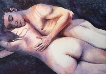 Картина под названием "Тело в ночи" - Алена Овчинникова, Подлинное произведение искусства, Акварель