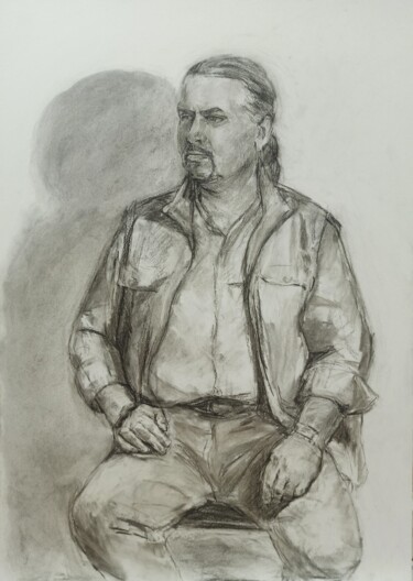 Картина под названием "Портрет мужчины" - Алëна Сергейчик (Alyonetta), Подлинное произведение искусства, Древесный уголь