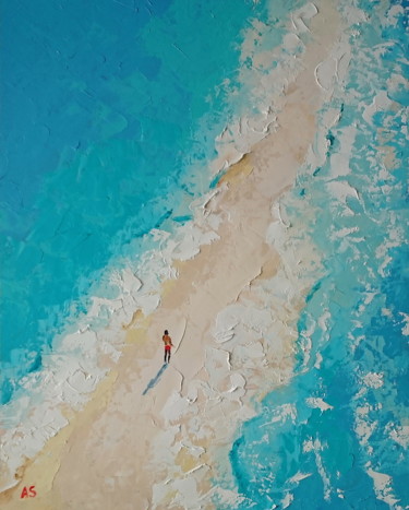 WHITE STRIP IN LIFE; ORIGINAL LANDSCAPE ART Painting titled "WHITE STRIP IN LIFE…" by Alena Shymchonak, Original Art, Oil