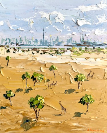 Dubai; original palette knife oil painting; framed Painting titled "Dubai; original pal…" by Alena Shymchonak, Original Art, Oil