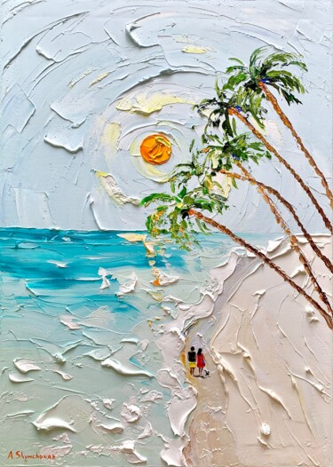 Hot heart; original palette knife oil painting on canvas Painting titled "Hot heart; original…" by Alena Shymchonak, Original Art, Oil