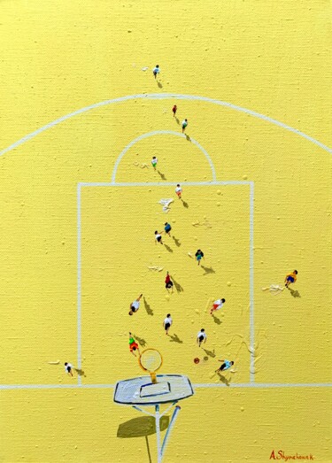 Again basketball; original painting; framed Painting titled "Again basketball; o…" by Alena Shymchonak, Original Art, Acrylic