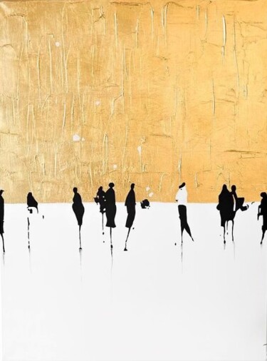 Malerei mit dem Titel "Golden meetings" von Alena Sobolevskaia, Original-Kunstwerk, Acryl
