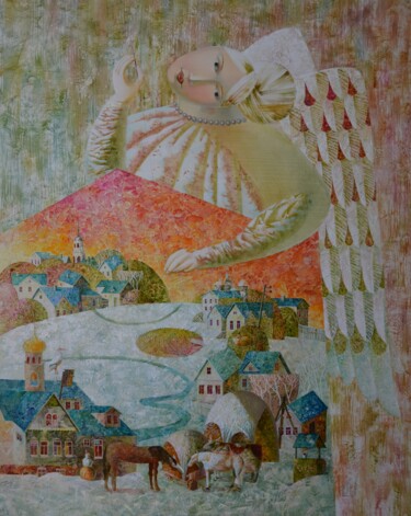 Painting titled "Weekdays of angel" by Alena Sycheva, Original Artwork, Oil