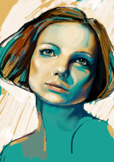 Arts numériques intitulée "Turquoise" par Alena Volkava, Œuvre d'art originale, Peinture numérique