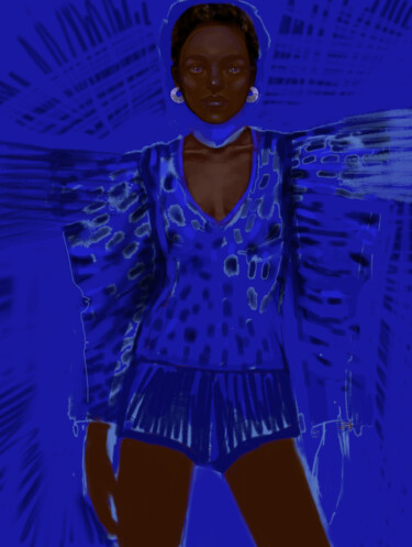 Digital Arts titled "Blu blu" by Alena Volkava, Original Artwork, Digital Painting