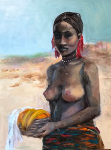 Pittura intitolato "Kenyan girl" da Alyona Voronenko, Opera d'arte originale, Olio Montato su Telaio per barella in legno