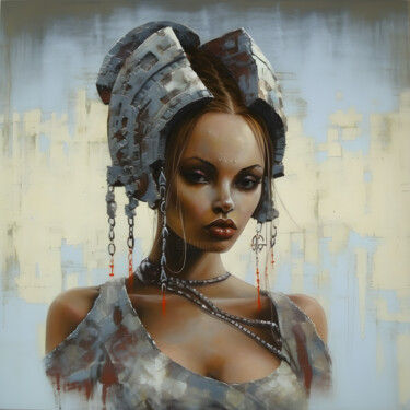 Digital Arts titled "Girl in African-Inf…" by Alen Brown, Original Artwork, Digital Painting