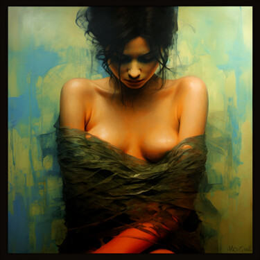 Digital Arts titled "Mysterious Woman Po…" by Alen Brown, Original Artwork, Digital Collage