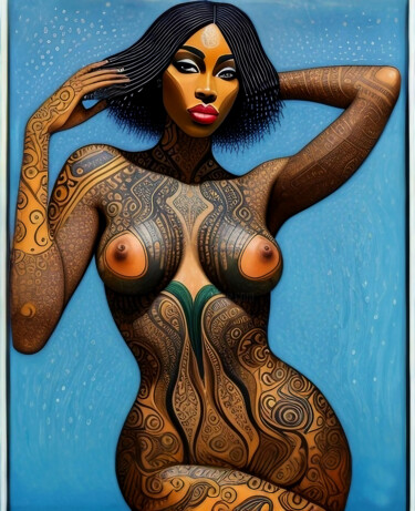 Arte digital titulada "Lady in Blue Titta:…" por Alen Brown, Obra de arte original, Foto-montaje