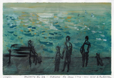 Painting titled "Observing the Sea -…" by Alenka Koderman, Original Artwork, Acrylic