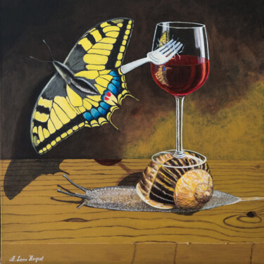 Painting titled "BODEGON SURREALISTA…" by Antonio Leon Huguet, Original Artwork, Acrylic Mounted on Wood Stretcher frame