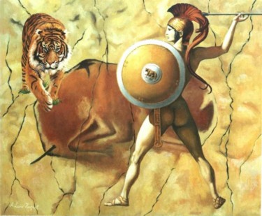 Pintura titulada "cazador o presa" por Antonio Leon Huguet, Obra de arte original