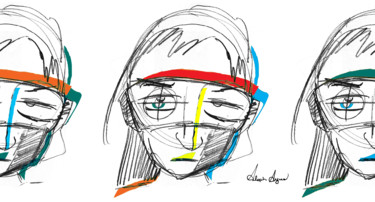 Artes digitais intitulada "3 Faces com Óculos.…" por Aleph Ayres, Obras de arte originais, Foto Montagem