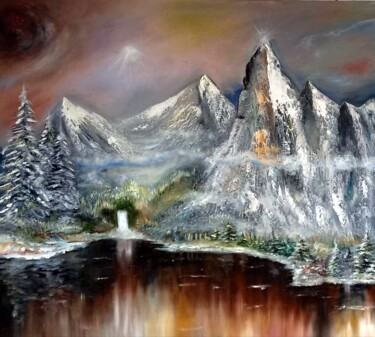 Schilderij getiteld "Lake of Mysterious…" door Arthur Savachenko, Origineel Kunstwerk, Olie