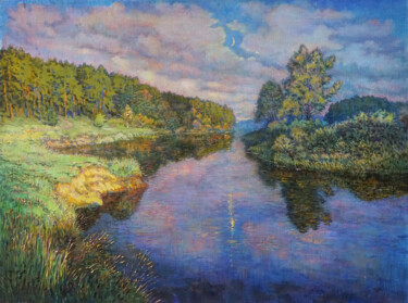 Painting titled ""River. Beginning o…" by Ales Filipovich, Original Artwork, Oil