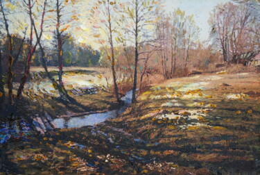 Peinture intitulée ""Early spring"" par Ales Filipovich, Œuvre d'art originale, Huile