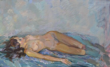 Painting titled ""Naked sleeping gir…" by Ales Filipovich, Original Artwork, Oil