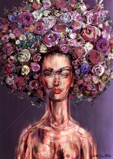 Digitale Kunst getiteld "Frida Khalo" door Ales Dolbnya, Origineel Kunstwerk, Digitaal Schilderwerk