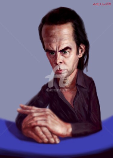 Digital Arts titled "Nick Cave" by Ales Dolbnya, Original Artwork, Digital Painting