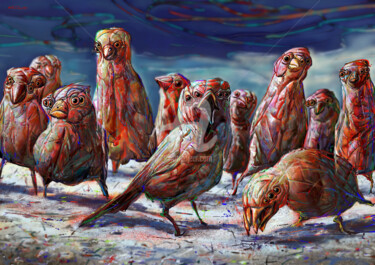 Digital Arts titled "Birds" by Ales Dolbnya, Original Artwork, Digital Painting