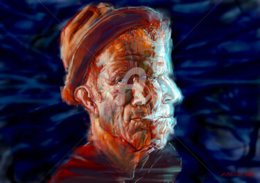 Digitale Kunst mit dem Titel "Tom Waits" von Ales Dolbnya, Original-Kunstwerk, Digitale Malerei