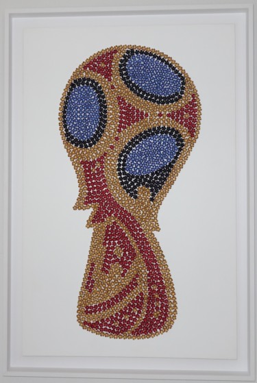 Collagen mit dem Titel "Coupe" von Alesea Iacub, Original-Kunstwerk, Collagen Auf Holzplatte montiert