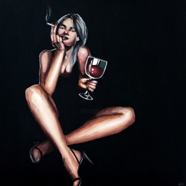 Dessin intitulée "Wine condition" par Alesia Daronichava, Œuvre d'art originale, Acrylique