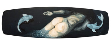 Pintura intitulada "Wakeboard mermaid" por Alesia Daronichava, Obras de arte originais, Acrílico