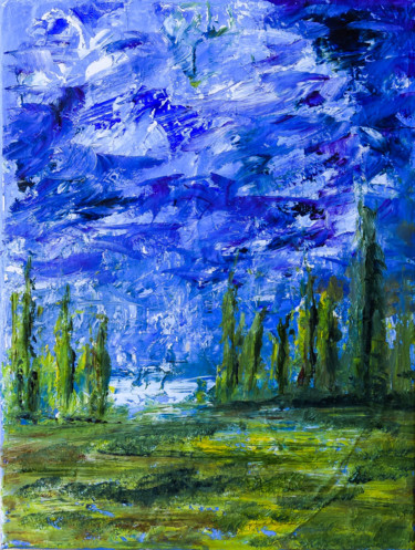 Pittura intitolato "Giardino tempestoso" da Alessandra Babini, Opera d'arte originale, Olio