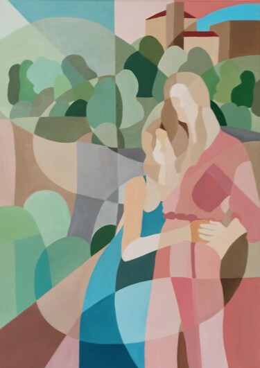 Peinture intitulée ""Sorelle sulle Mura"" par Alessandra Redolfi, Œuvre d'art originale, Huile
