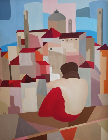 Peinture intitulée ""Sguardo dalle Mura"" par Alessandra Redolfi, Œuvre d'art originale, Acrylique