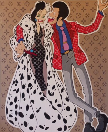 Peinture intitulée ""Lupin e Crudelia" par Alessandra Redolfi, Œuvre d'art originale, Acrylique