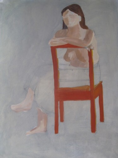 Painting titled "Nudo su sedia rossa" by Alessandra Dalla Rosa, Original Artwork, Oil