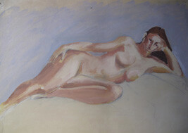 Pittura intitolato "Nudo disteso" da Alessandra Dalla Rosa, Opera d'arte originale, Olio