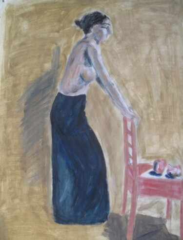 Pittura intitolato "Nudo e natura morta" da Alessandra Dalla Rosa, Opera d'arte originale, Olio