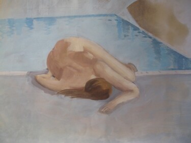 Painting titled "Nudo in piscina" by Alessandra Dalla Rosa, Original Artwork, Oil