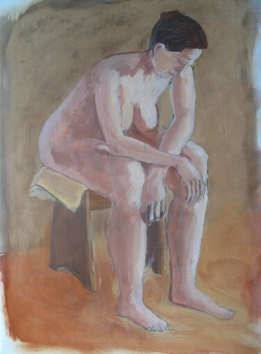 Painting titled "Nudo seduto" by Alessandra Dalla Rosa, Original Artwork, Oil