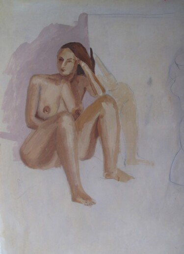 Painting titled "Nudo e specchio" by Alessandra Dalla Rosa, Original Artwork, Oil