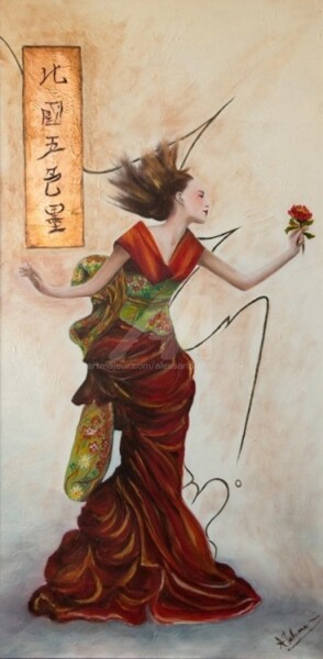 TI DONO UN FIORE Pittura intitolato "TI DONO UN FIORE" da Alessandra Tabarrani, Opera d'arte originale, Olio