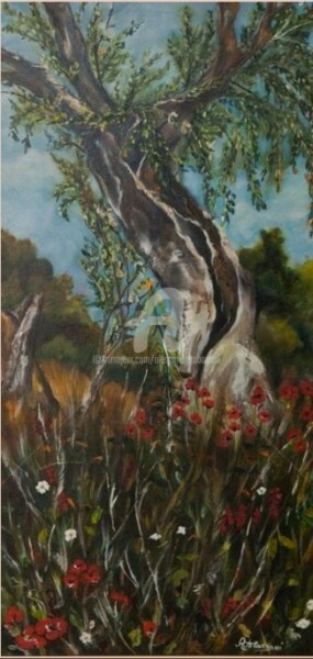 Painting titled "ULIVO DELLA MIA TOS…" by Alessandra Tabarrani, Original Artwork, Oil