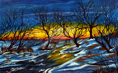 ASPETTANDO L'OSCURITA' Pittura intitolato "ASPETTANDO L'OSCURI…" da Alessandra Tabarrani, Opera d'arte originale, Olio