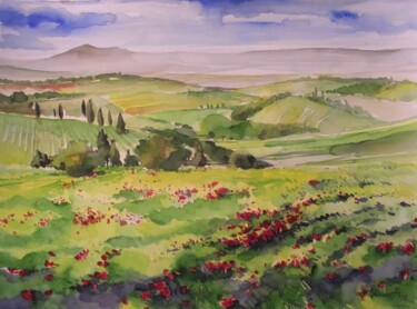 Painting titled "Tuscany hills - Val…" by Alessandro Andreuccetti, Original Artwork, Oil