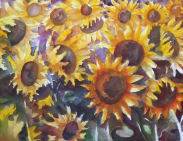 Painting titled "Girasoli" by Alessandro Andreuccetti, Original Artwork, Oil