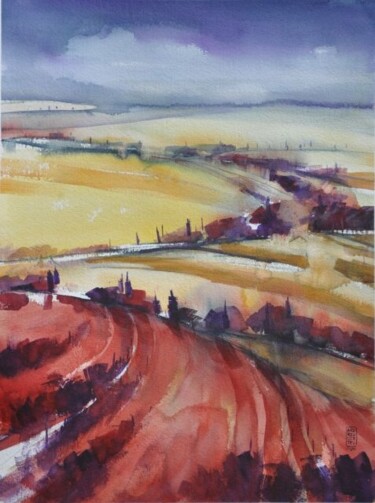 Painting titled "Colline toscane" by Alessandro Andreuccetti, Original Artwork